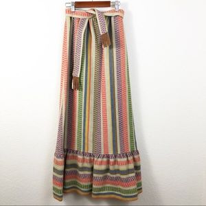 Handmade Vintage Rainbow Striped Woven Maxi Skirt